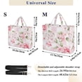 thumbnail image 3 of Pink Flowers Grids Corduroy Tote Bag Handbag Large Messenger Bag Shoulder Crossbody Zipper Bag Purse, 3 of 8