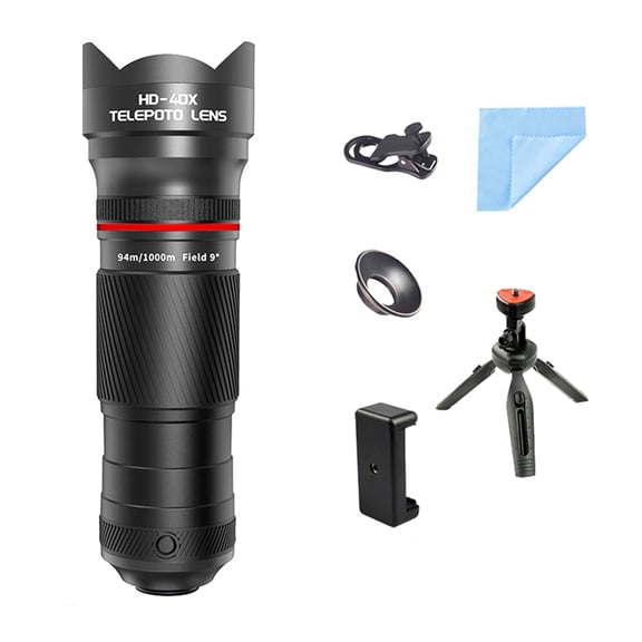 40X Zoom Telephoto Lens with Tripod for Smartphones Ideal for Hiking Camping Wildlife Observation & Moon Photography B