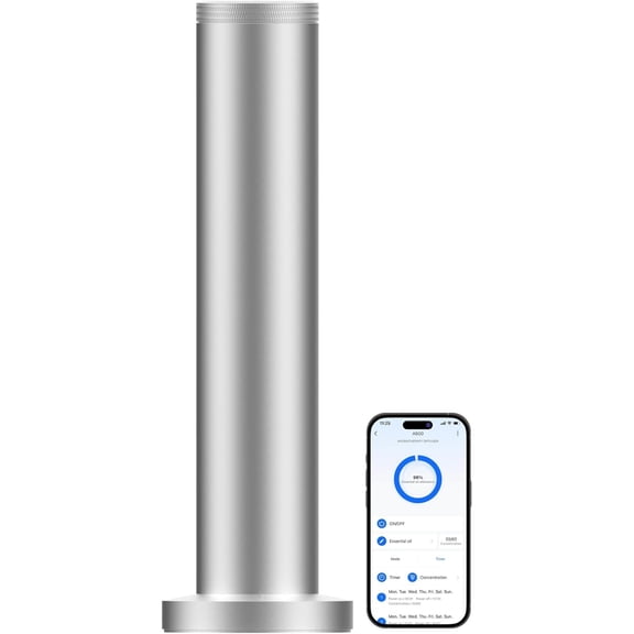LumeCove AE30S Home Use Scent Diffuser, Cordless Rechargeable Diffuser with App Control, Silver