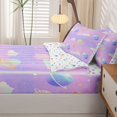 thumbnail image 5 of Manfei Kawaii Ringed Planets Zipper Twin Comforter Sets with Fitted Sheet and 2 Pillowcases,Cute Clouds Zipper Bedding Set,Pink Purple,Colorful Stars Reversible,4pcs, 5 of 8