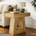 thumbnail image 4 of Tribesigns 24" Modern Side Table, 2-Tier Wooden End Table with Trapezoid Base, Small Nightstand for Living Room, Bedroom, Natural Wood Color (2), 4 of 5