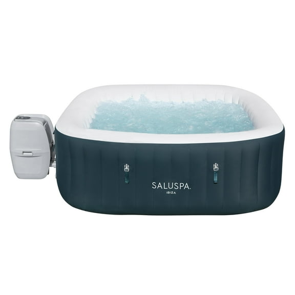 SaluSpa Ibiza AirJet Inflatable Dark Green Square Hot Tub Spa 4-6 Person with Pump #P08411