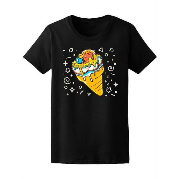 Cool Trendy Colorful Ice Cream T-Shirt Women -Image by Shutterstock, Female Large