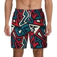 thumbnail image 2 of Picia Geometric Elements pattern Mens Swim Trunks with Compression Liner Stretch Beach Shorts Quick Dry with Zipper Pockets No-Chafing Board Shorts-3X-Large, 2 of 9