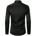thumbnail image 2 of Hood Crew Men's Casual Dress Shirts Long Sleeve Button Turn Down Shirts Pure Color Black 3XL, 2 of 5