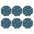 thumbnail image 2 of Pofeuu Vintage Tape Players And Skates Print Leather Coasters Set of 6, Round Cups Mugs Mat Pad for Home Kitchen Heat Resistant Drink Coasters,Octagon, 2 of 7