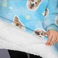 thumbnail image 3 of Oversized Wearable Blanket Hoodie,Corgi Footprint Sherpa Blanket Hoodie with Super Pockets,Super Warm Fuzzy Pullover for Women & Men, 3 of 6