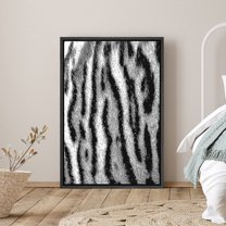 PixonSign Framed Canvas Print Wall Art Graphic Tiger Stripe Print Animals Wildlife Digital Art Modern Art Glam Closeup Dramatic Ultra Black and White for Living Room, Bedroom, Office - 24"x36" Black