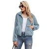 ZIYIXIN Women Stand Collar Thick Jacket with Zipper Access Pockets Simple Style Solid Color Autumn Clothing