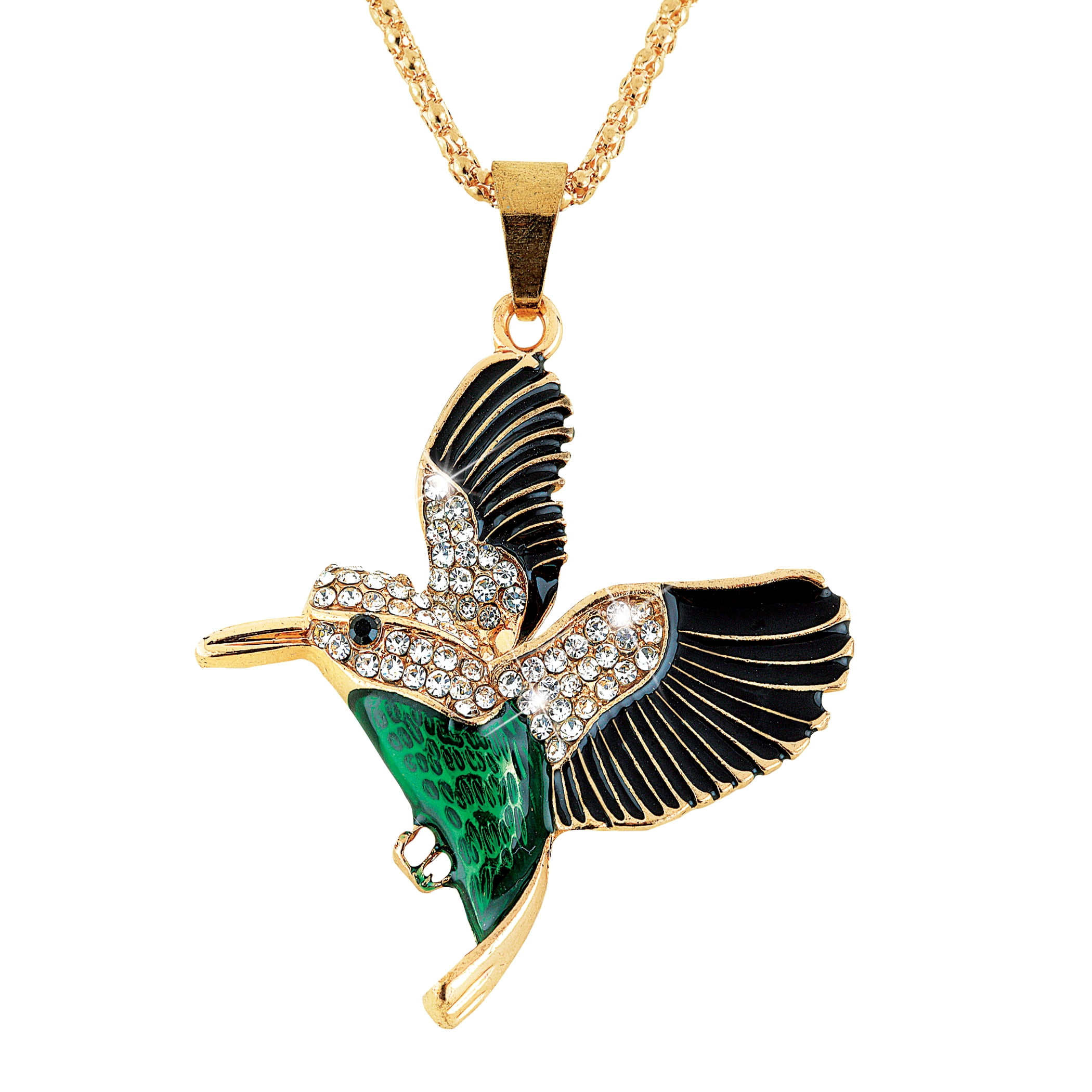 Collections Etc. GoldToned Hummingbird Necklace Embellished with