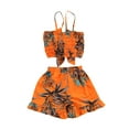 thumbnail image 6 of Suagox Girl Tops, Shorts Suit, Bowknot Sling Summer Shirt Leaf Printed Beach Vest Loose Pants, Orangec for 1-7 Years Old Girls, 6 of 8
