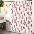 thumbnail image 3 of Christmas Tree Shower Curtain, Red and White Merry Xmas Tree Snowflake Winter New Year Holiday Bathroom Curtain Waterproof Fabric Machine Washable with Hooks, 84" Wx72 L, 3 of 6
