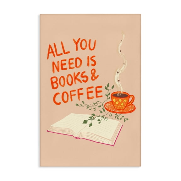 Need Books & Coffee Canvas Wall Art, design by Florentina Dolci