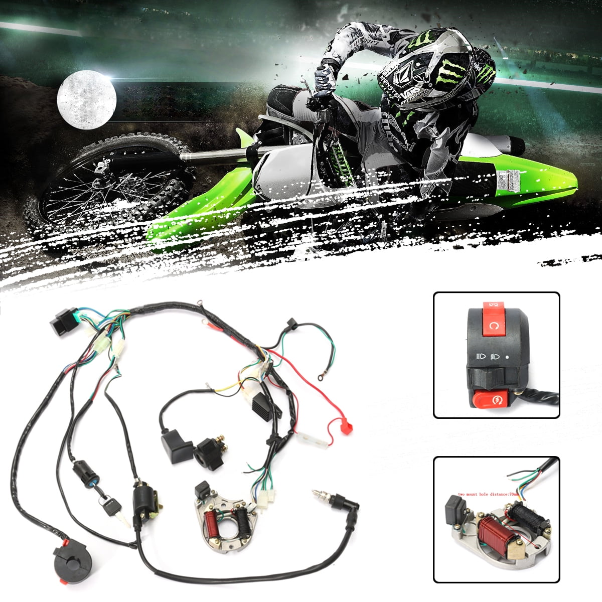 DesirePath Quad Wire Harness CDI Wire Harness Assembly Wiring Set For 50cc 70cc 90cc 110cc 125cc Chinese ATV Electric Stator CDI Coil ATV Quad Bike Buggy Go Kart 
