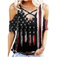 thumbnail image 1 of Tops Para Mujer Blusas Casuales Elegantes Camisas Día de La Independencia Erógeno de Moda Correa de Cuello Redondo Camiseta de Un Hombro Blusa Estampada Odeerbi ODB156149, 1 of 5