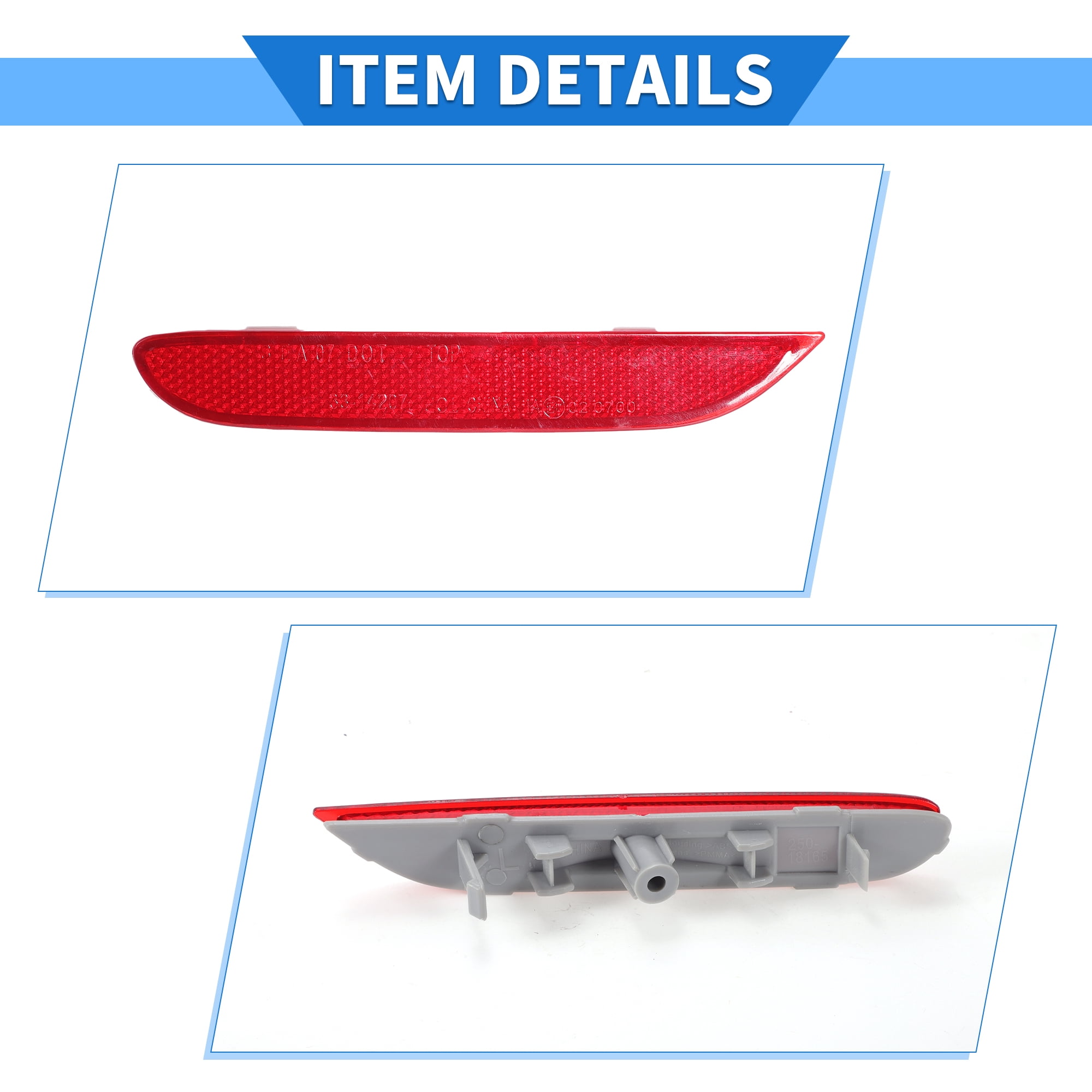 Unique Bargains for Nissan Rogue 2014-2022 Rear Left Bumper Reflector, Plastic Red