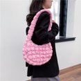 thumbnail image 3 of Bolso de hombro para mujer Bolso de mensajero en la nube Bolso sólidos informales plisados ​​(Rosa), 3 of 6