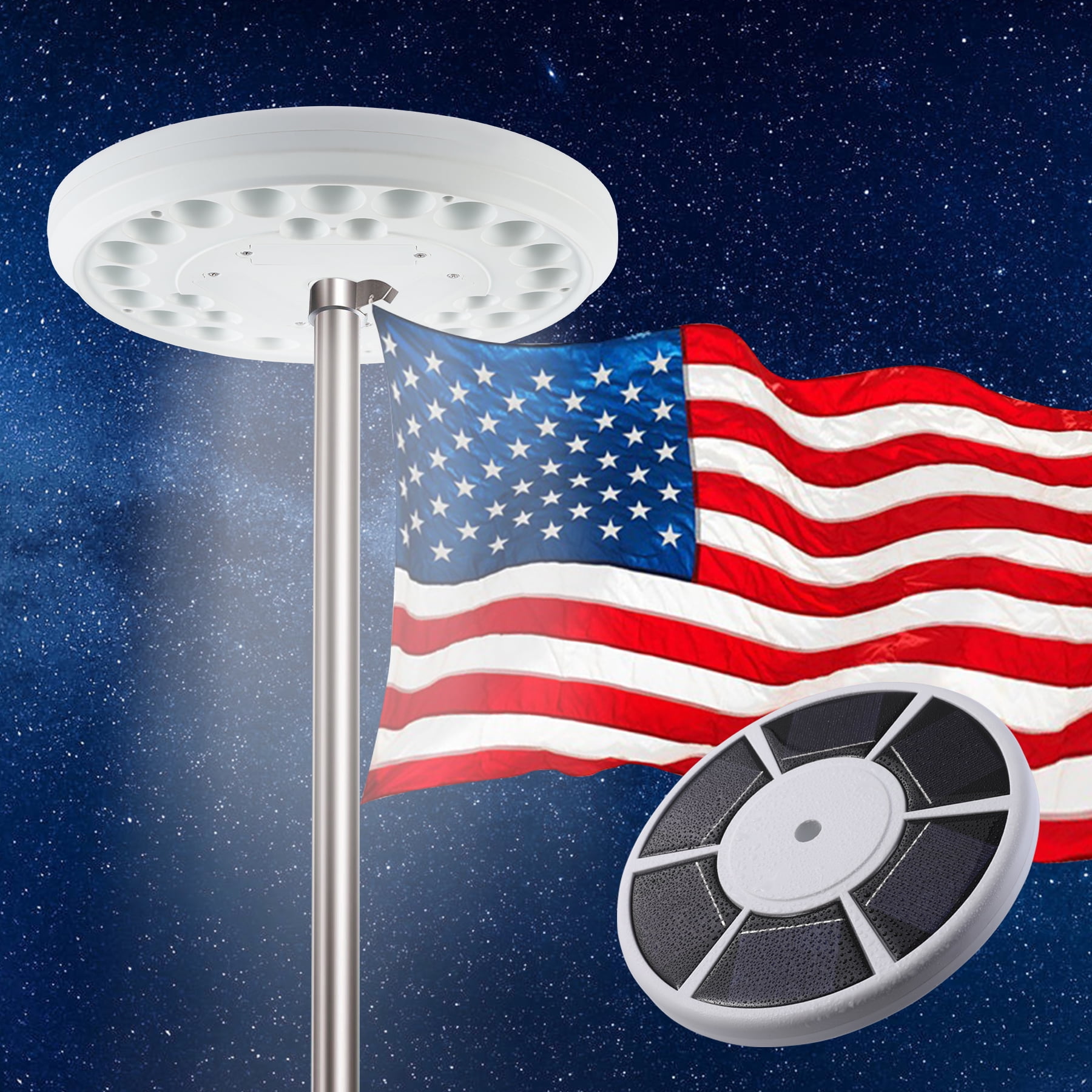- Brightest Longest-lasting & Most Flag Coverage with Exclusive Sunnytech Technology Most Powerful Solar Flag Pole Flagpole Light By Sunnytech Top-rated Flag Light on LED Downlight Lights up Flags on Most 15 to 25 F Designed & Packaged in the U.s.a 
