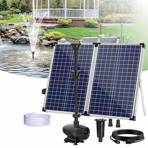 POPOSOAP 70W Solar Water Pump Kit, 680 GPH Solar Powered Fountain with Water Shortage Protection and 27ft Cord