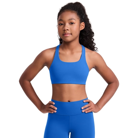 CRZ YOGA Girls Softness Mold Butterluxe Racerback Sports Bra Athletic Yoga Casual U Neck Scoop Teen Kids