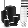 thumbnail image 1 of Clara Clark Bathroom Accessory Set, Black Bathroom Décor with Toothbrush Holder Set, Bathroom Curtains Shower Set, 1 of 7