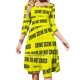 thumbnail image 1 of Vestido de cuello cuadrado con estampado de cinta de escena del crimen Vestido de verano dulce para mujer Vestido elegante con estampado de cuello halter Escena del crimen No cruzar el crimen, 1 of 6