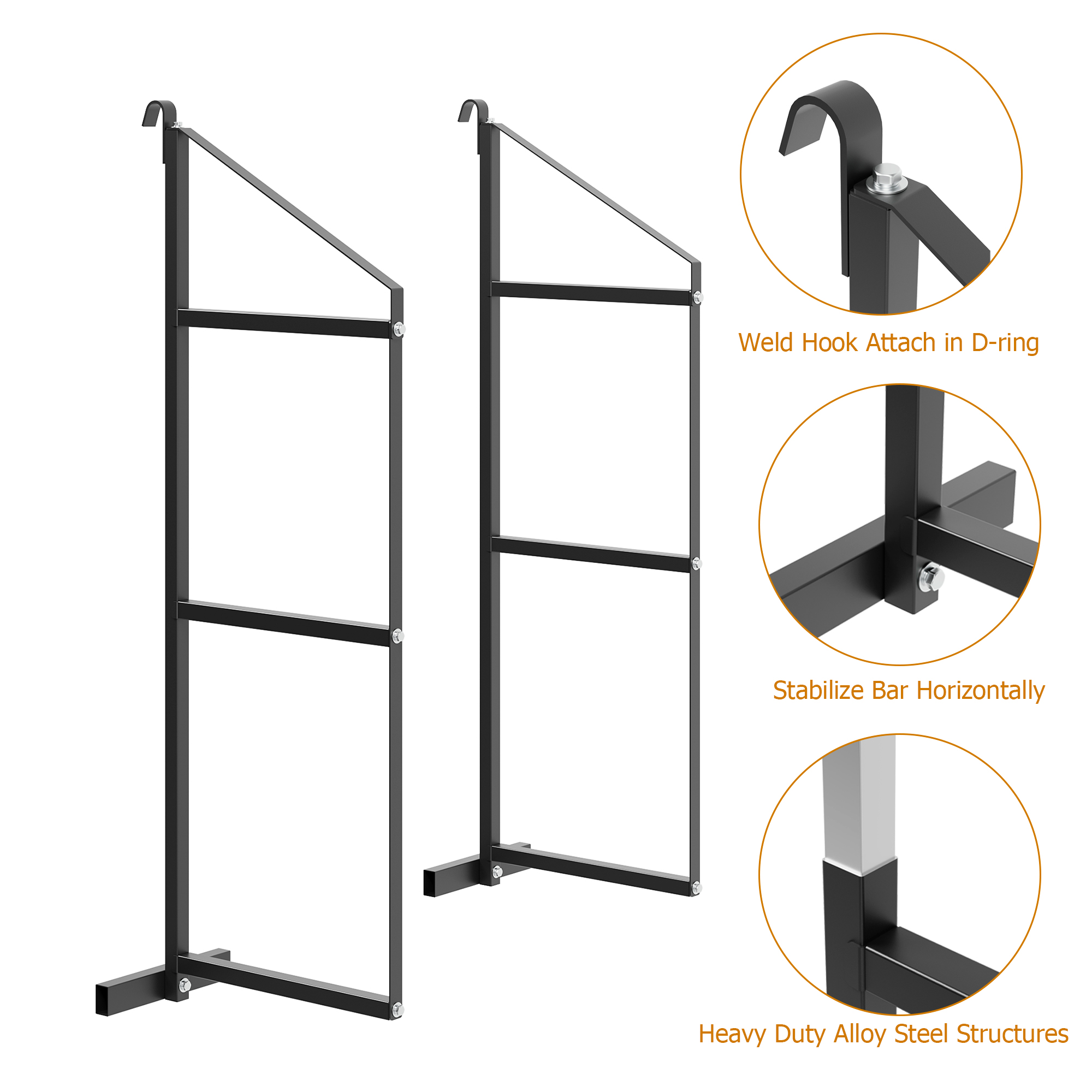 2/4 Pack Shipping Container Shelving Brackets 3-Tier,1100LBS, Hang & Hook Type, Cargo Containers Storage Shelves, Easy to Install Removable, Heavy-Duty