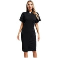 thumbnail image 4 of vastwit Womens Church Clergy Tab Insert Collar Black Mass Pencil Dress Priestess Dress Up Black L, 4 of 6