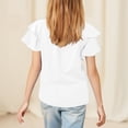 thumbnail image 5 of Jinhomg Girls Fashion Summer Shirts Cute Ruffle Sleeve V-Neck Blouses Casual Comfy Solid Pullover Tops White 11 Years, 5 of 10