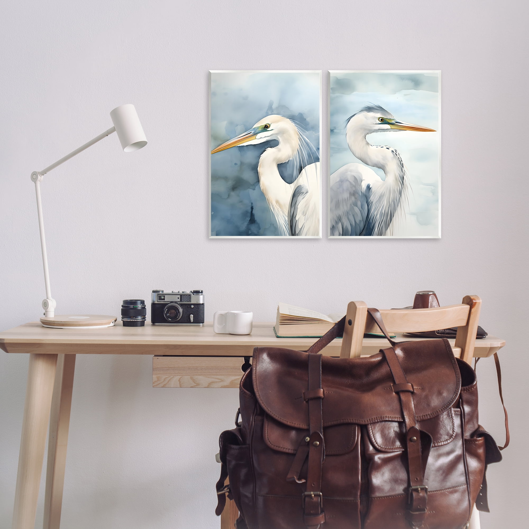 Stupell Industries Watercolor Detailed Beach Birds Animals Painting Unframed Art Print Wall Art, 13 x 19, Set of 2