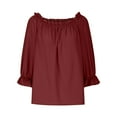 thumbnail image 4 of Womens Spring Summer Off The Shoulder Tops Summer Long Sleeve Strapless Blouses T-Shirt Casual Loose Tunics Shirts, 4 of 6