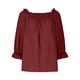 thumbnail image 4 of ICHUANYI Clearance Fashion Women One Shoulder T-Shirt Long Sleeve Casual Tee Tops Blouse(Red, XL) ICHUANYI WER2023081400625, 4 of 6