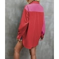 thumbnail image 2 of Color Block Button Down Shirt, Red, Small, 2 of 5