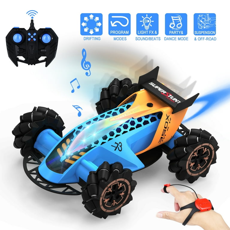 ALLCACA Remote Control Car Watch Gesture Sensing Car RC Stunt Car with Musical Dancing LED Light Blue Walmart