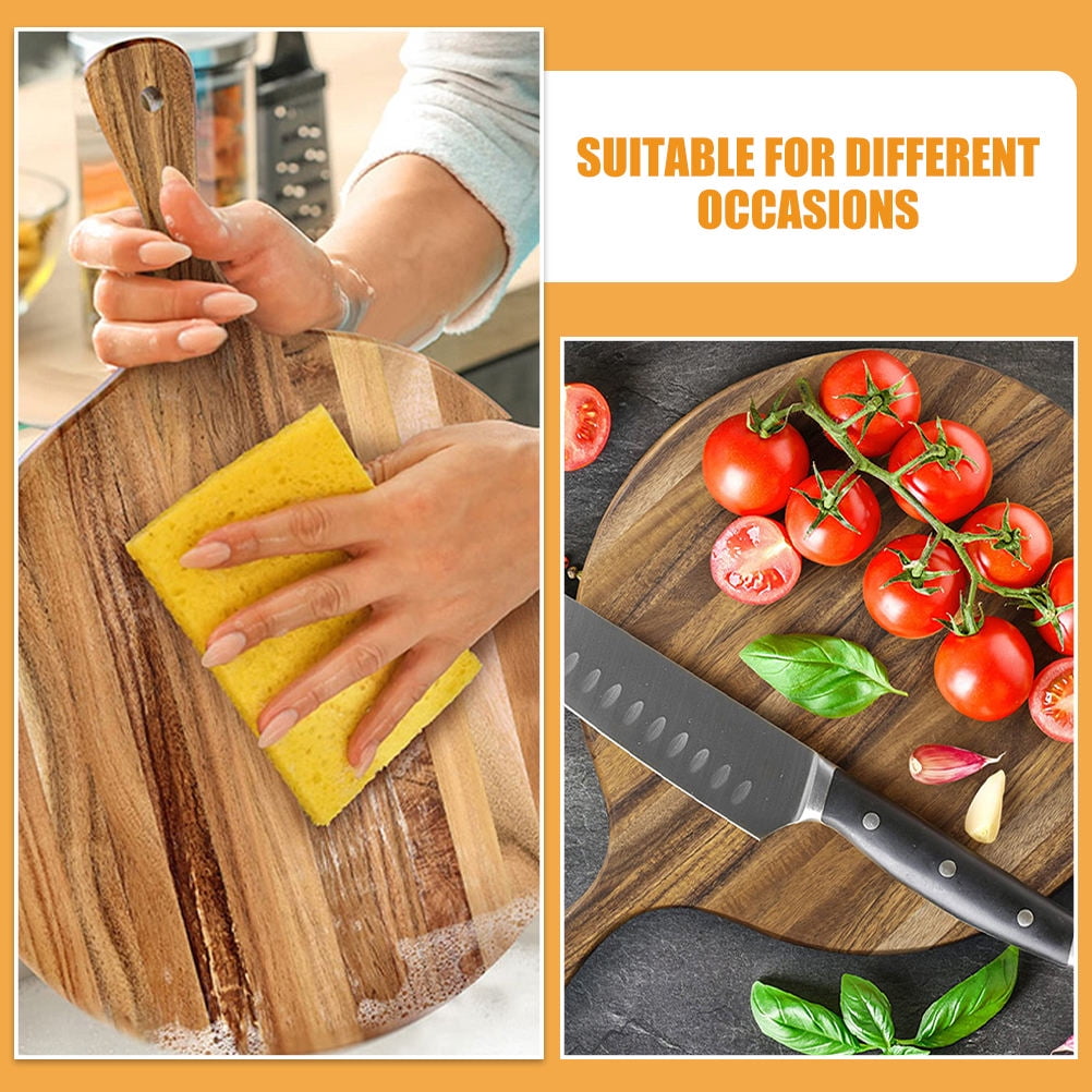 KALLORY Smooth Round Wooden Serving Board for Pizza, Bread, Charcuterie, Cheese, and Entertaining Platter