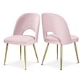 thumbnail image 1 of Meridian Furniture Logan Chaise de Salle à Manger en Velours Rose (Ensemble de 2), 1 of 17