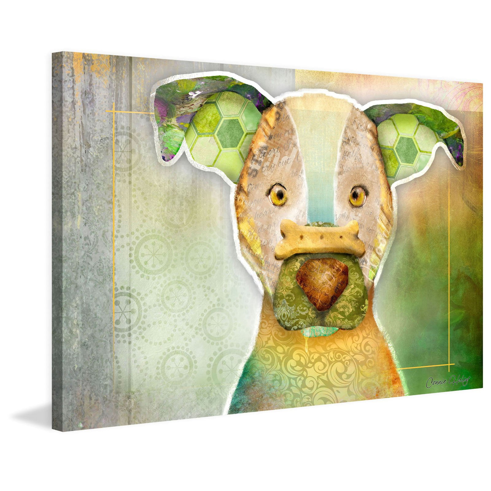 Marmont Hill "Dog with Bone II" by Connie Haley Painting Print on Wrapped Canvas