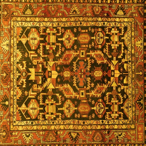 Ahgly Company Indoor Square Persian Yellow Traditional Area Rugs, 8' Square