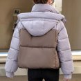 thumbnail image 4 of Fashion Winter Warm Jackets for Womens Plus Size Solid Color Blocked Short Style Loose And Thick Hooded Pocket Zipper Jacket Long Sleeved Jacket, 4 of 5