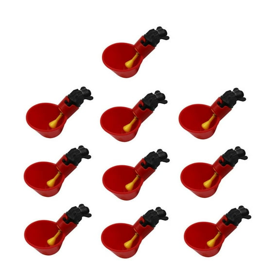 Ruijiao 10pcs Chicken Waterer - Poultry Waterer Chicken Water Cups Automatic Nipple Cup Kit for Chicken Quail Drinker