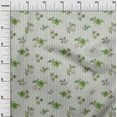 thumbnail image 2 of oneOone Georgette Viscose Light Green Fabric Stripe|Leaves & Floral Artistic Diy Clothing Quilting Fabric Print Fabric By Yard 42 Inch Wide, 2 of 4