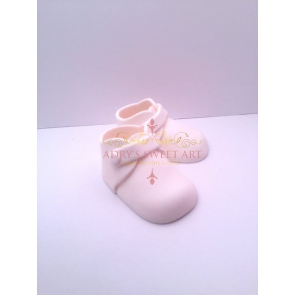 Gum Paste Baby Boy White Boots Cake Topper