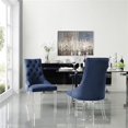 thumbnail image 1 of Posh Living Chaise de Salle à Manger en Velours Acrylique Set de 2 - Navy, 1 of 9