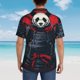 thumbnail image 4 of Fotbe Red Black Eastern Panda Warrior Camisa Hawaiana para Hombre Unisex – Camisa Casual de Verano con Botones de Manga Corta de Algodón y Lino,Small, 4 of 7