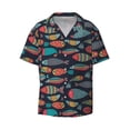 thumbnail image 4 of Uemuo Colorful Fish Pattern Cotton Linen Short Sleeve Shirts,Casual Lightweight Button Down Shirts,Vacation Beach Summer Tops-X-Large, 4 of 7