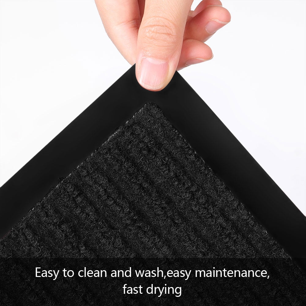 ANMINY Front Doormat Entrance Shoe Mat Waterproof PVC Non Slip Rug Welcome Mat Outdoor Indoor, 24"x35", Black