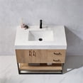 thumbnail image 6 of Pemberly Row 36" White Stone Top Oak Single Vanity Black Frame w/o Mirror, 6 of 13