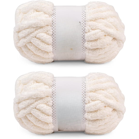 Chunky Chenille Yarn for Crocheting, Bulky Thick Fluffy Yarn for Knitting,Super Bulky Chunky Yarn for Hand Knitting Blanket, Soft Plush Yarn, 2 Jumbo Pack (41yds,10.2 oz Each Skein)