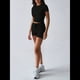 thumbnail image 4 of Conjuntos de Chándal de Dos Piezas de Verano para Mujer con Pantalones Cortos Ajustados Negro M, 4 of 8