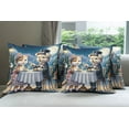 thumbnail image 2 of Ambesonne Cat Throw Pillow Cover Pack of 4, Gentleman Puppy Kitty Lady Date, 4 Pcs-36" x 16", Night Blue Rose Apricot, 2 of 5